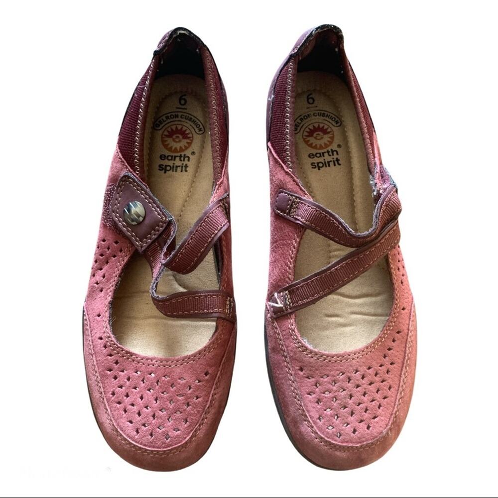 Earth Spirit Burgundy Maroon Gelron Cushion Mary Jane Shoes-6